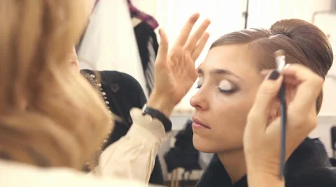 Wedding make-up photo-session. Preparing a Model  Stock Footage 34934357