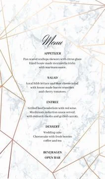 Wedding Menu template card of Geometric design. Stock Illustration