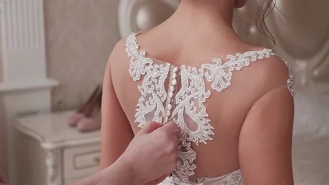 Wedding morning, bride's preparations in a hotel room Video stock 136143953