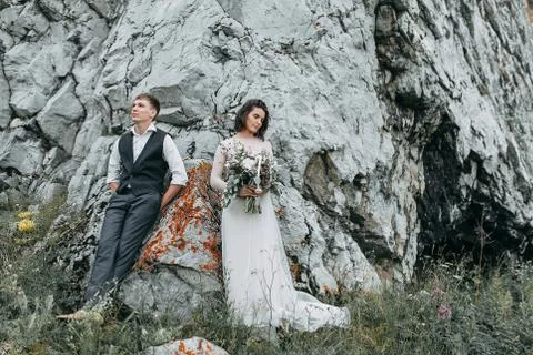 Wedding in the mountains Stock Photos