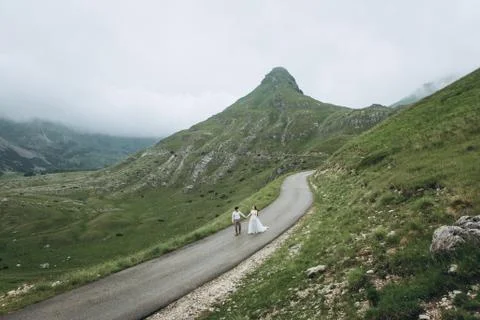 Wedding in the mountains. Stock Photos