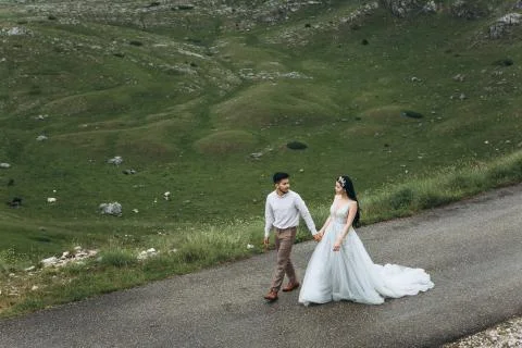 Wedding in the mountains. Stock Photos
