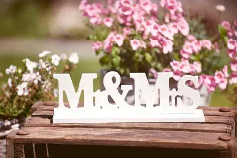 Wedding Mr &amp; Mrs 스톡 사진