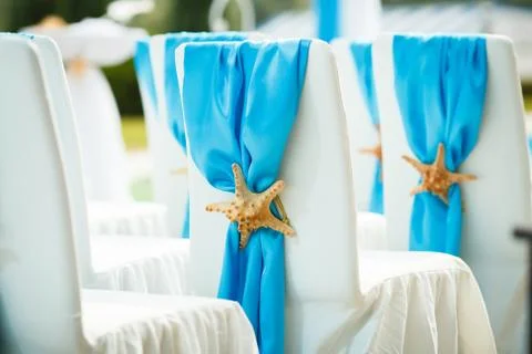 Wedding in a nautical style with the blue notes Stock Photos