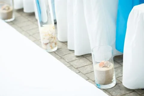 Wedding in a nautical style with the blue notes Stock Photos