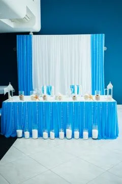Wedding in a nautical style with the blue notes Stock Photos