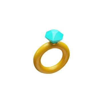 Wedding or engagement ring. 3d icon. Illustrazione stock