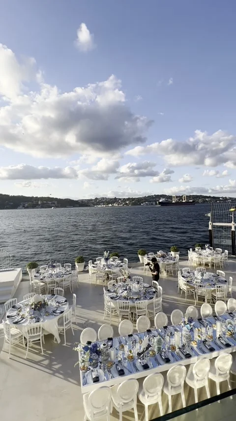 Wedding organization by the sea Vídeo Stock 249963815