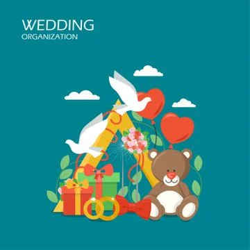 Wedding organization vector flat style design illustration Ilustração Stock