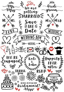 Wedding overlays, vector set Stock Illustration