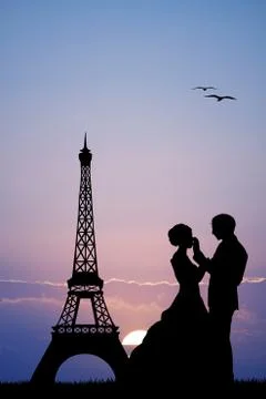 Wedding in Paris Stock Illustration