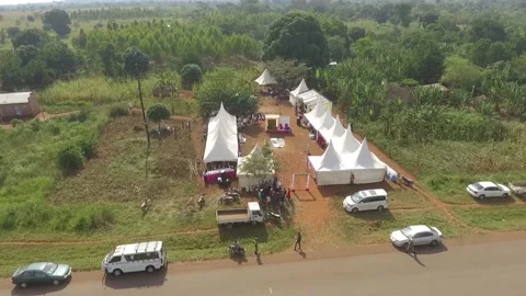 Wedding party function in green nature by the roadside 2 Stock Footage 194362527