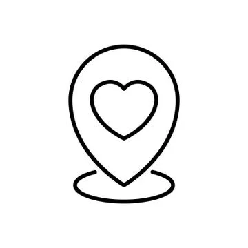 Wedding party map location icon. pin locator with love graphic illustration. Stock Illustration