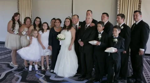 Wedding party posing for picture Stock Footage 46063904