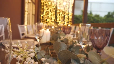 Wedding party tables, festive table Vídeo Stock 144991710