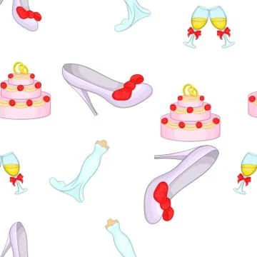 Wedding pattern, cartoon style Illustrazione stock