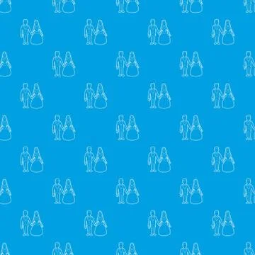 Wedding pattern seamless blue Stock Illustration