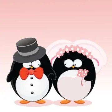 Wedding Penguins Ilustração Stock