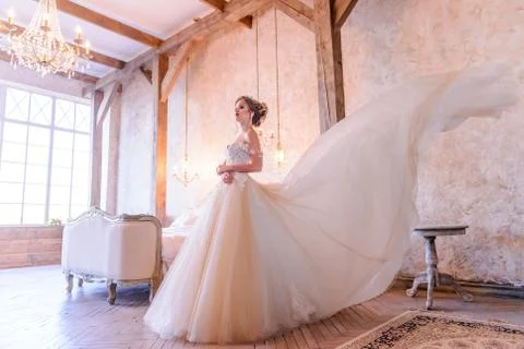 Wedding photography of the bride in the studio Stock Photos