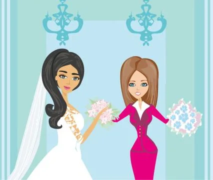 Wedding planner and bride Stock Illustration