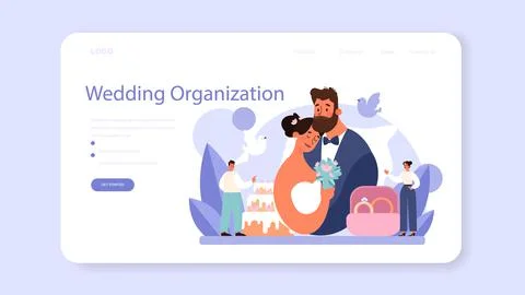Wedding planner web banner or landing page. Professional organizer Stock Illustration