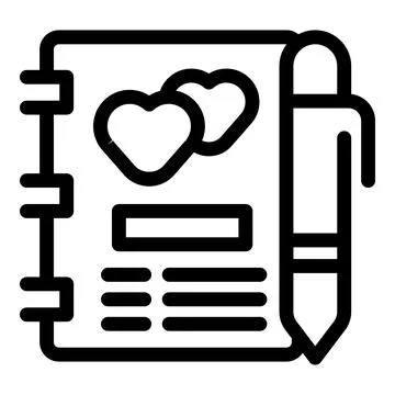 Wedding planner writing notes with pen in agenda with two hearts Ilustração Stock