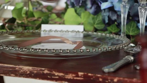 Wedding planner's preparing festive table 스톡 동영상 70588181