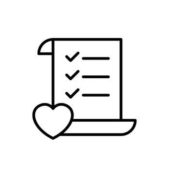 Wedding planning checklist icon. to do list paper with love illustration. sim Stock Illustration