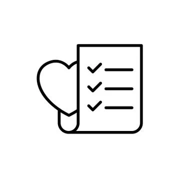 Wedding planning checklist icon. to do list paper with love symbol. simple cl Stock Illustration