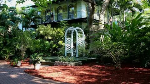 Wedding portal in Hemingways garden Stock Footage