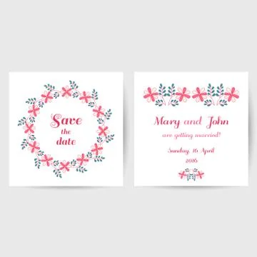 Wedding Postcard With Doodle Flowers Stock Illustration