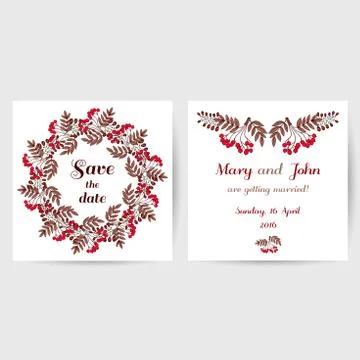 Wedding Postcard With Red Berries Stock Illustration