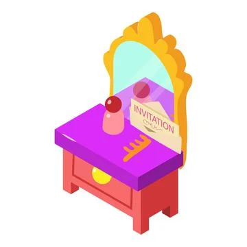 Wedding preparation icon isometric vector. Wedding invitation on dressing table Illustration