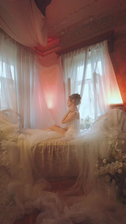 Wedding preparations of the bride, the bride in a corset Stock Footage 303401791