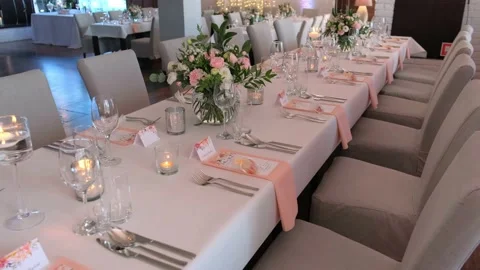Wedding preparations. Wedding table. Stock Footage 132246102