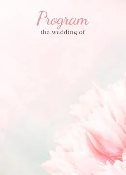 Wedding Program card, pink tulips, standart size. Greeting or invite Details  Foto stock