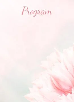 Wedding Program card, pink tulips, standart size. Greeting or invite Details  Stock Photos