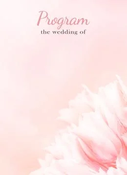 Wedding Program card, pink tulips, standart size. Greeting or invite Details  Stock Photos