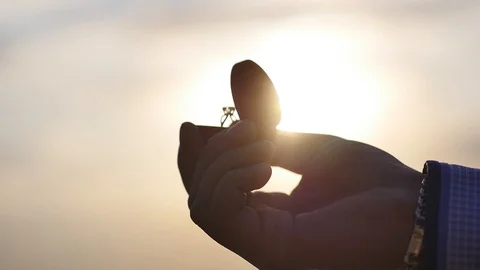 Wedding Proposal with Ring in Sunset Video stock 91736882