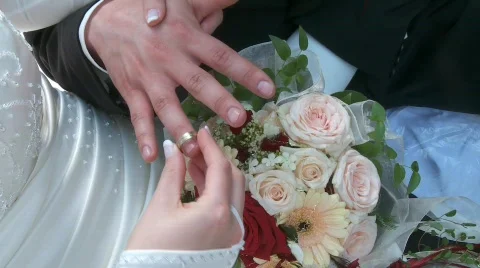 Wedding: Put Ring on Finger Stock Footage 436927