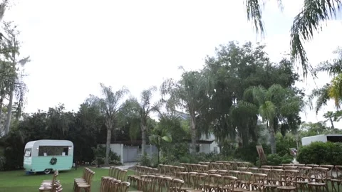 A wedding reception beside a lake Stock Footage 145853260