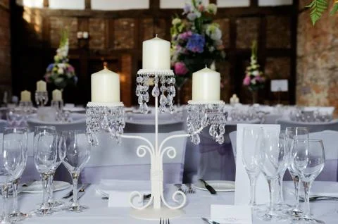 Wedding reception candles Stock Photos
