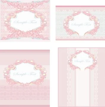 Wedding reception card set Stock Illustration
