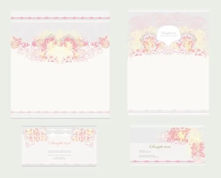 Wedding reception card set Stock Illustration