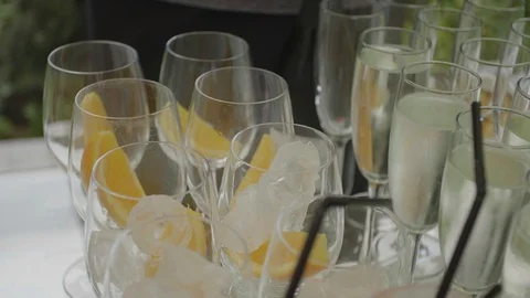 Wedding reception, glasses Stock Footage 128721376