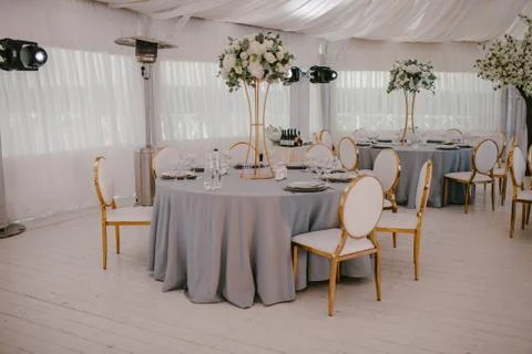 Wedding reception in grey Stock Photos