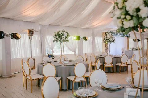 Wedding reception in grey Stock Photos