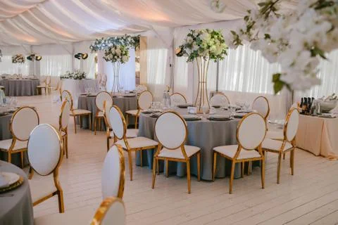 Wedding reception in grey Stock Photos