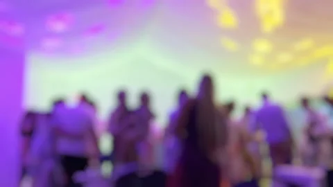 Wedding Reception Guests on Disco Dance Floor Stock Footage 205092732
