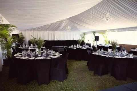 Wedding Reception Set Up To A Decorating Theme Stock Photos